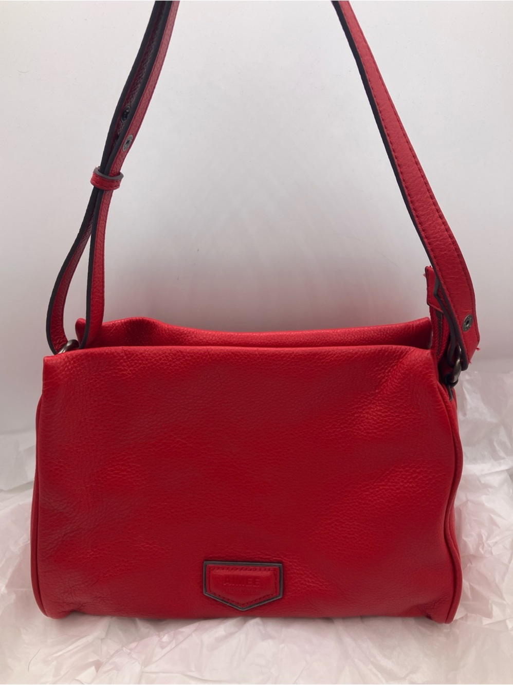 Aimee Kestenberg Red Pebbled Leather Shoulder Bag trifold